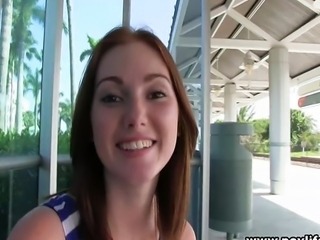 Pale redhead pick up teen Natalie Lust facialized