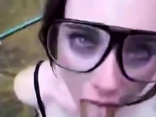 Cute Hipster Sucking On A Cock Outside