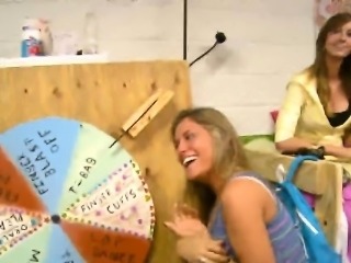 Orgy Teen playing wheel of sex fun