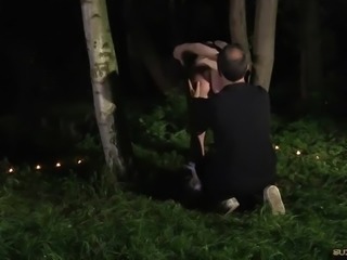 Wax and bath in the woods bondage slave submissive to bdsm fuck