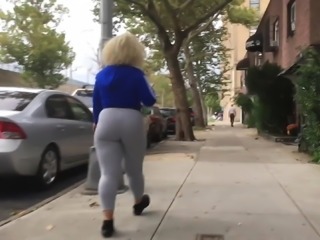 Bubble Booty blonde Latina in Grey See-Thru Spandex