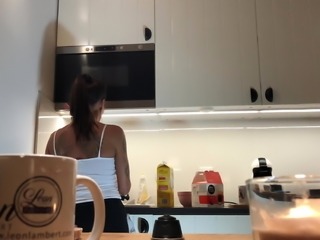 Perfect Pokies on the Kitchen Cam, Braless Sylvia and her Am